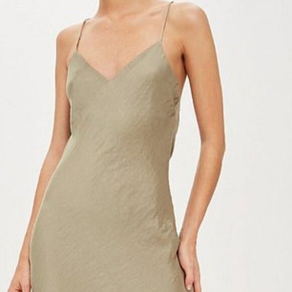 TOPSHOP Satin Slip Dress Green - Picture 3 of 6